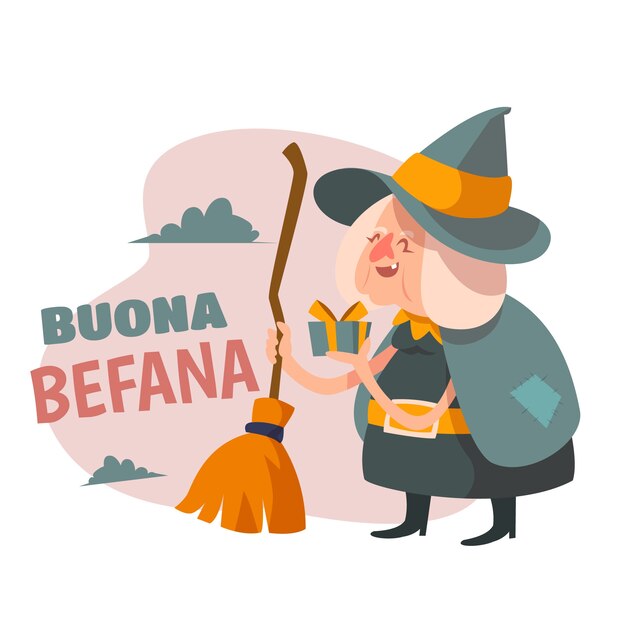 Flat befana illustration