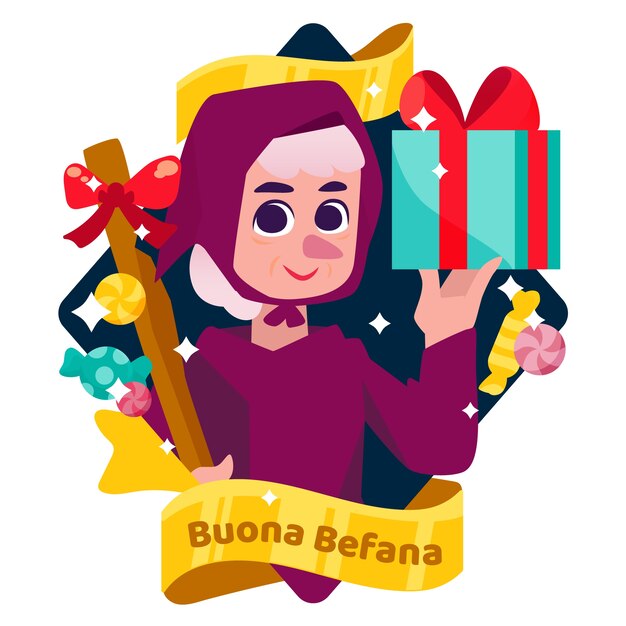 Flat befana illustration