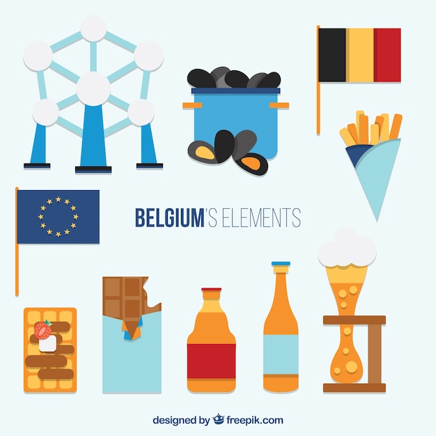 Free Vector flat belgium's elements