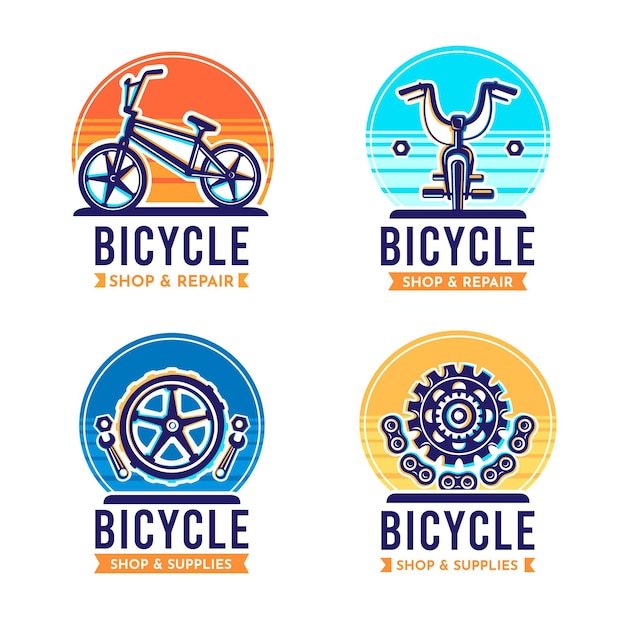 Flat bike logo collection