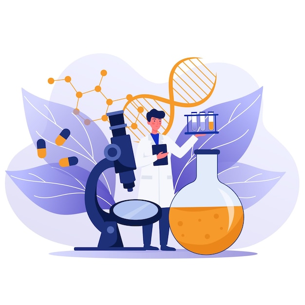 Free vector flat biotechnology concept illustration