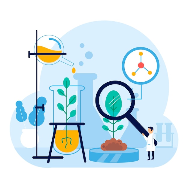 Free Vector flat biotechnology concept with flask