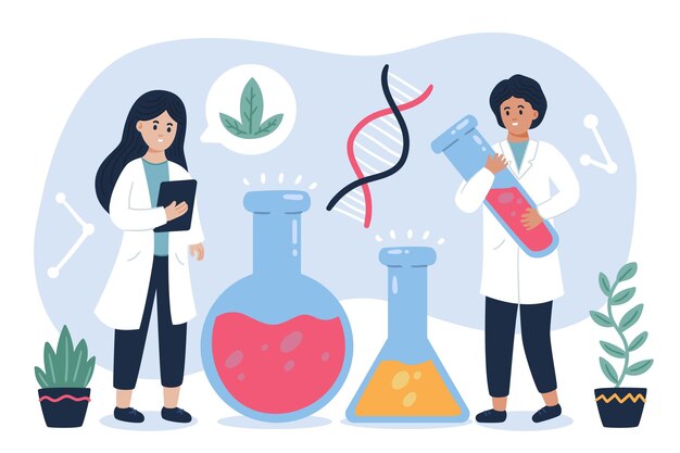 Flat biotechnology illustration