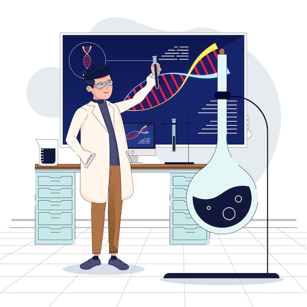 Free Vector flat biotechnology illustration