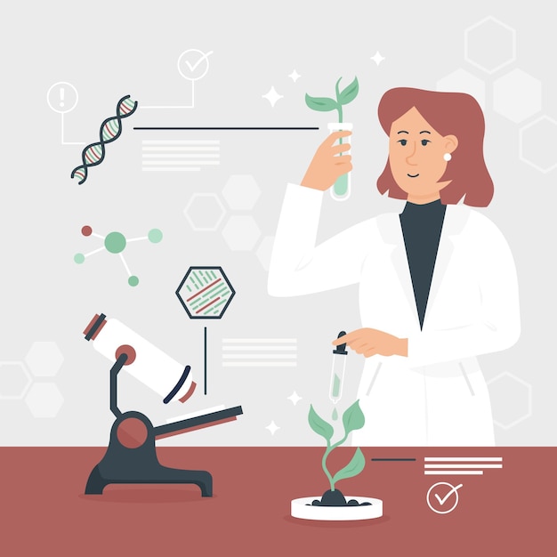 Free Vector flat biotechnology illustration