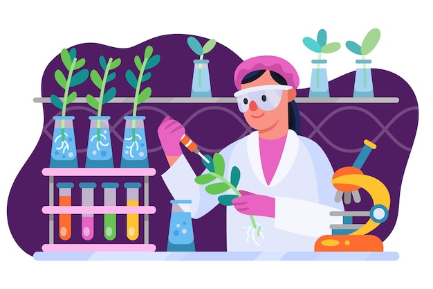 Free Vector flat biotechnology illustration