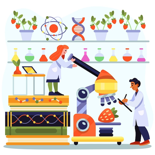 Free Vector flat biotechnology illustration