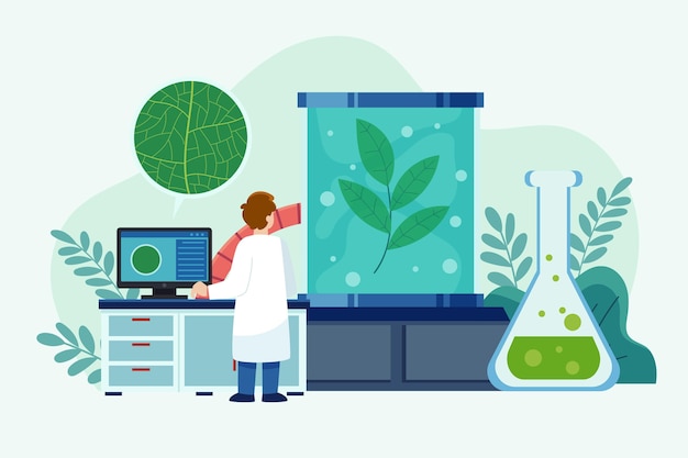 Flat biotechnology laboratory illustration