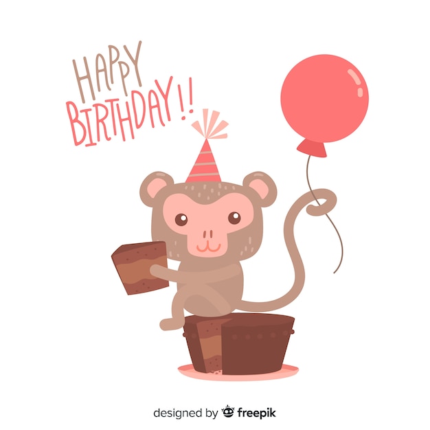 Free vector flat birthday animal background