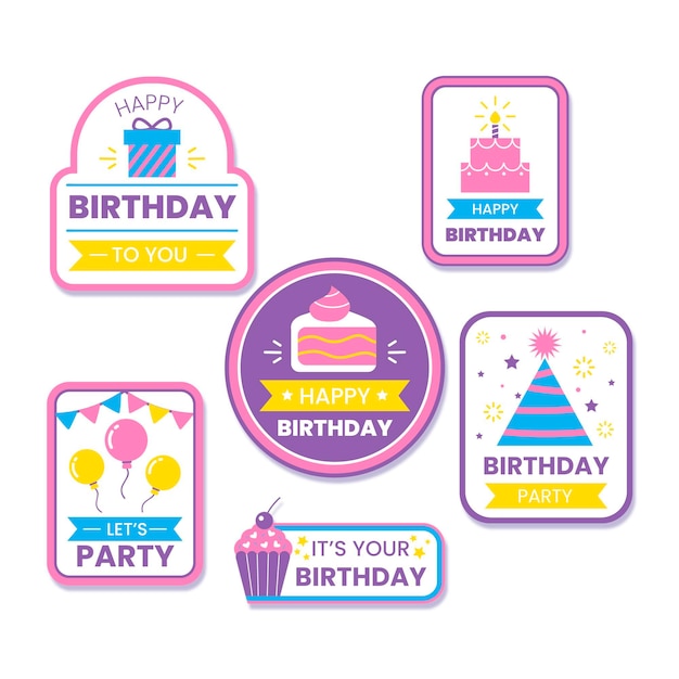 Flat birthday badge collection