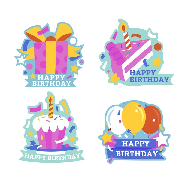 Flat birthday badge collection