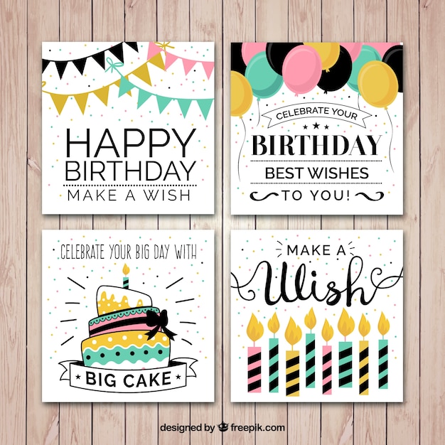 Free vector flat birthday card collection