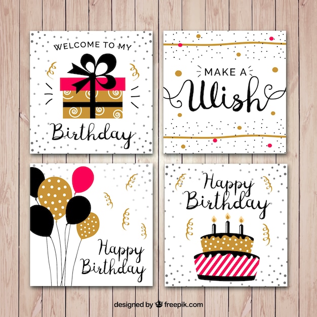 Flat birthday card set