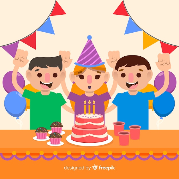 Free Vector flat birthday children background