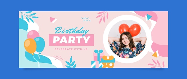 Flat birthday design template