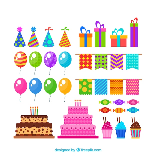 Flat birthday elements