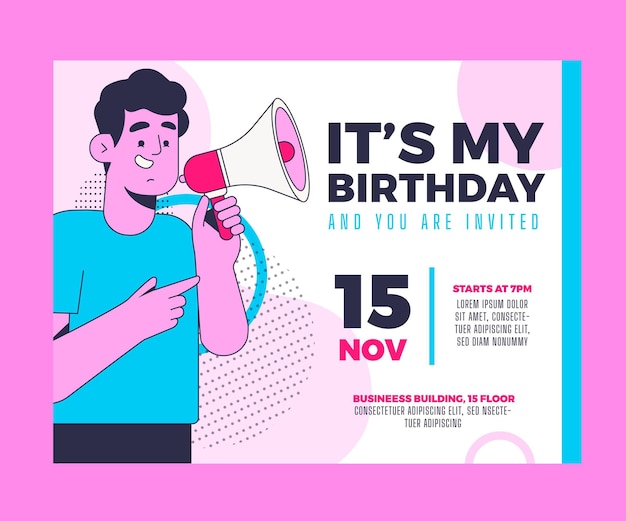 Flat birthday invitation template