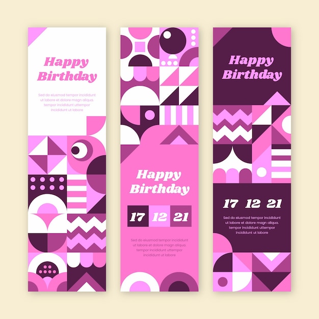 Free Vector flat birthday vertical banners