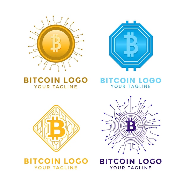 Flat bitcoin logo template collection