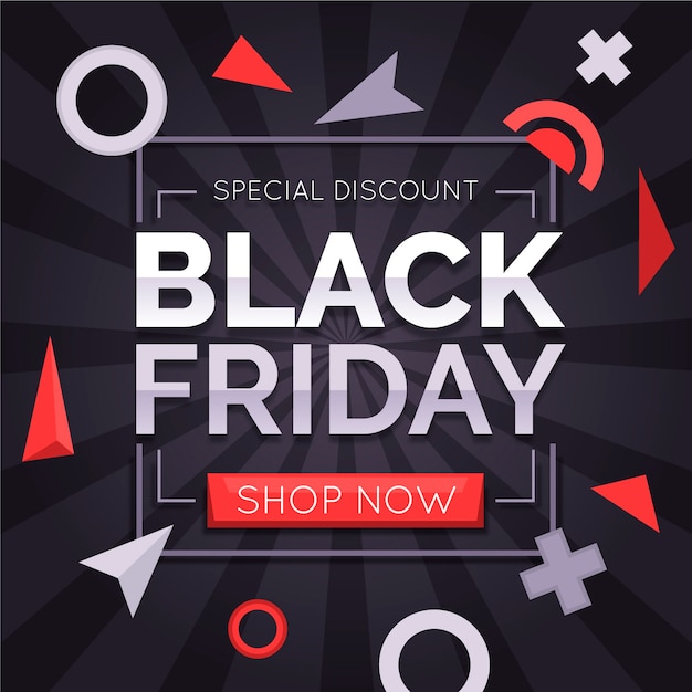 Flat black friday background with different shapes