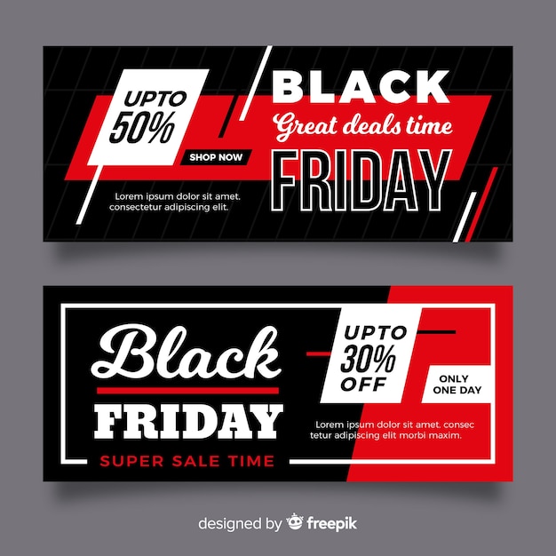 Flat black friday banners and deals