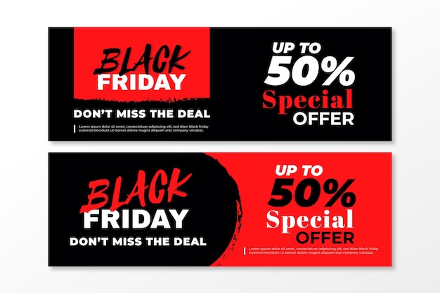 Flat black friday banners