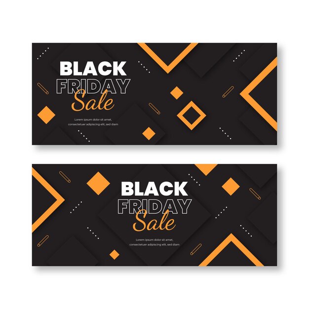 Flat black friday horizontal banners set