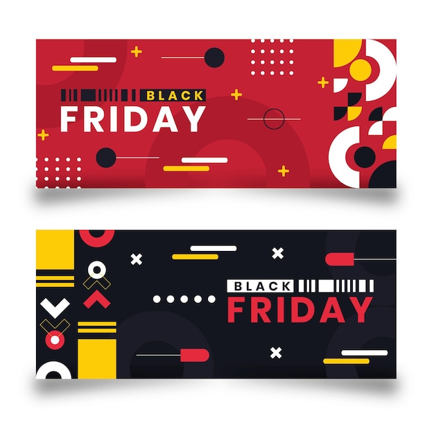 Flat black friday horizontal banners set