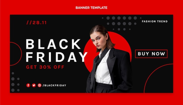 Flat black friday horizontal sale banner