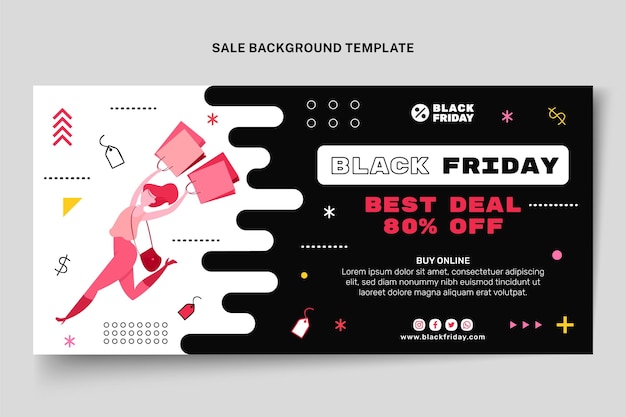 Free Vector flat black friday horizontal sale banner