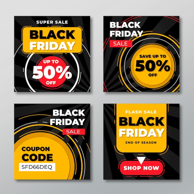 Free Vector flat black friday instagram posts collection