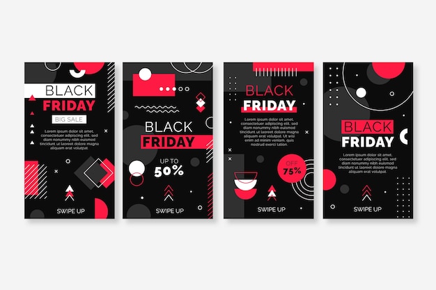 Free Vector flat black friday instagram stories collection