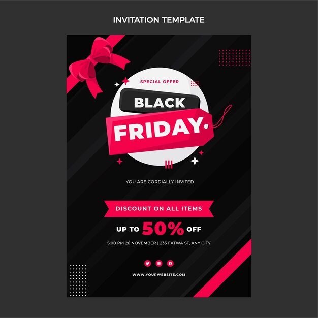 Flat black friday invitation template