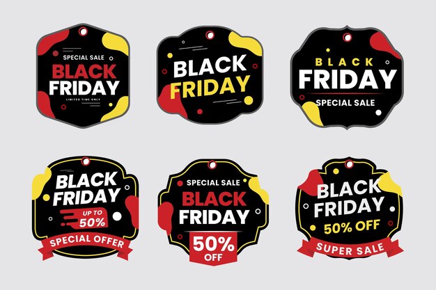 Flat black friday labels collection