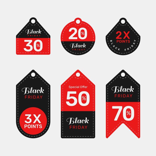 Flat black friday labels collection