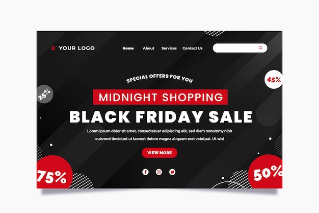 Flat black friday landing page template