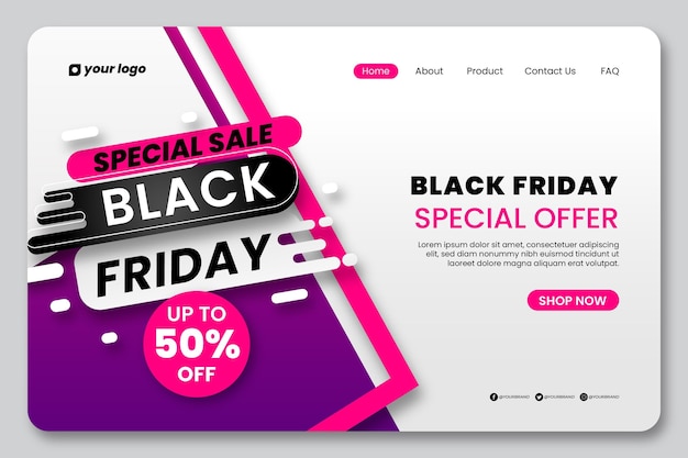 Flat black friday landing page template