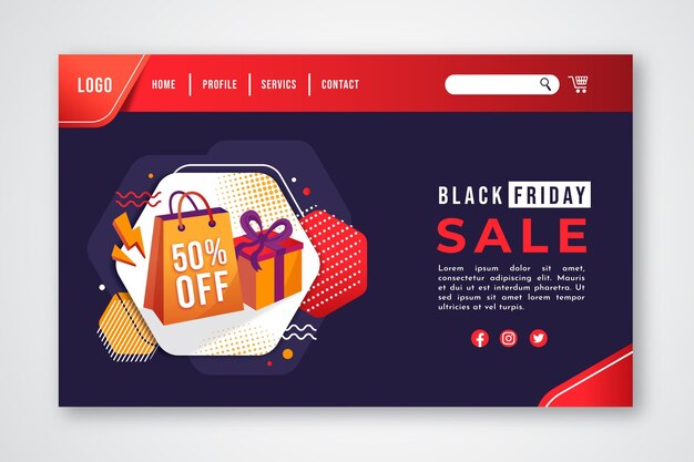 Flat black friday landing page template