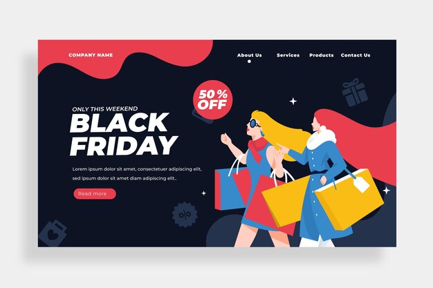 Flat black friday landing page template