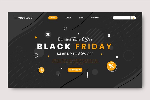 Flat black friday landing page template