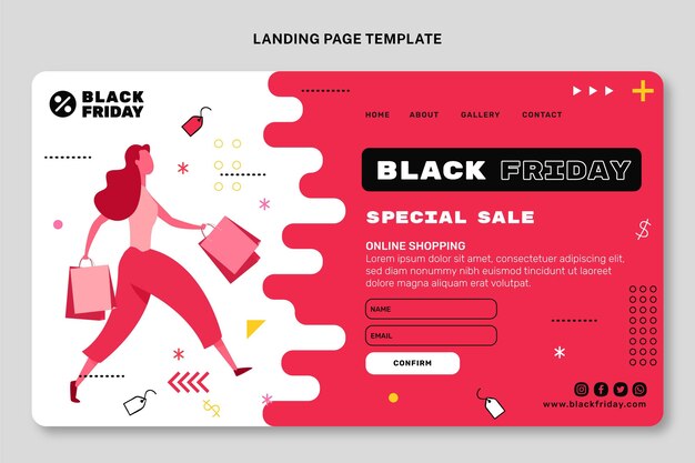 Flat black friday landing page template