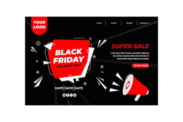 Free Vector flat black friday landing page template