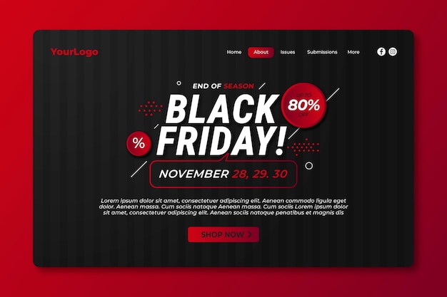 Flat black friday landing page template