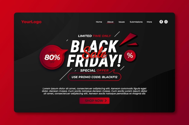 Flat black friday landing page template