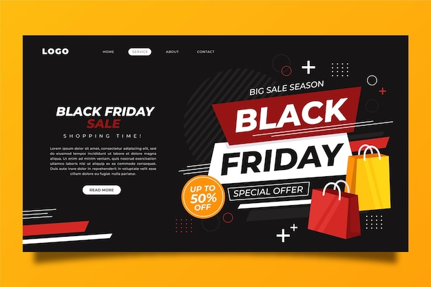 Flat black friday landing page template