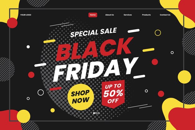 Flat black friday landing page template