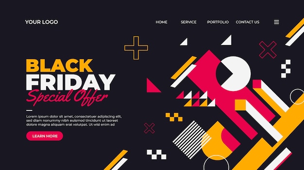 Flat black friday landing page template