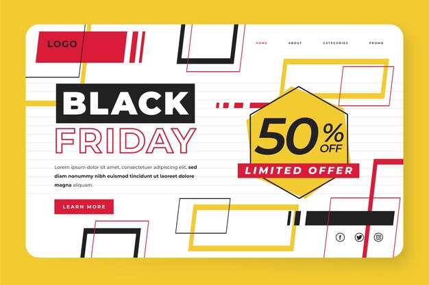 Flat black friday landing page template