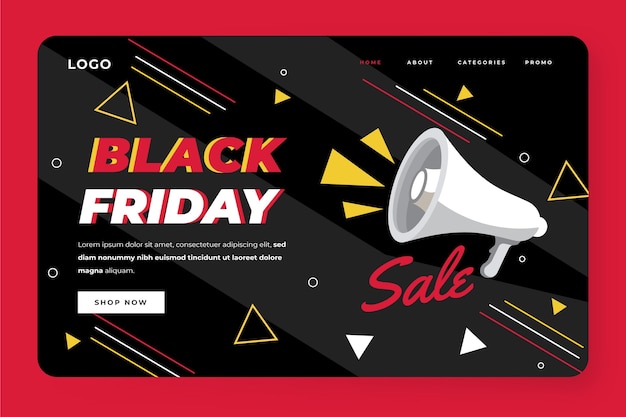 Flat black friday landing page template