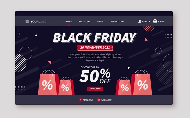 Flat black friday landing pages template